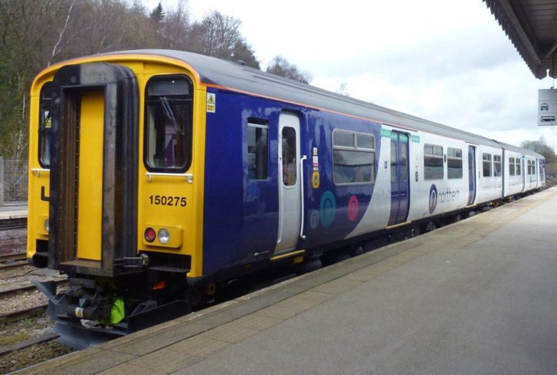 Photograph of a Northern Rail train. By <a href="https://commons.wikimedia.org/wiki/File:Northern_150275_at_Buxton,_April_2017.jpg" rel="noopener" target="_blank">Rcsprinter123</a> under <a href="https://creativecommons.org/licenses/by/3.0/deed.en" rel="noopener" target="_blank">license</a>