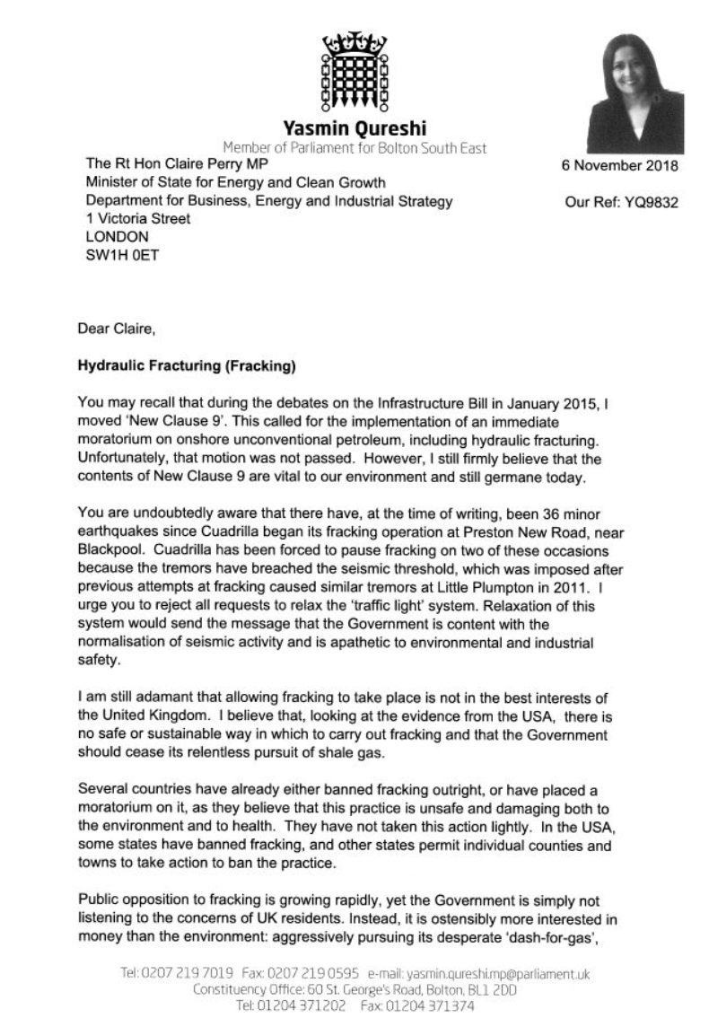 Letter to Energy Minister page 1