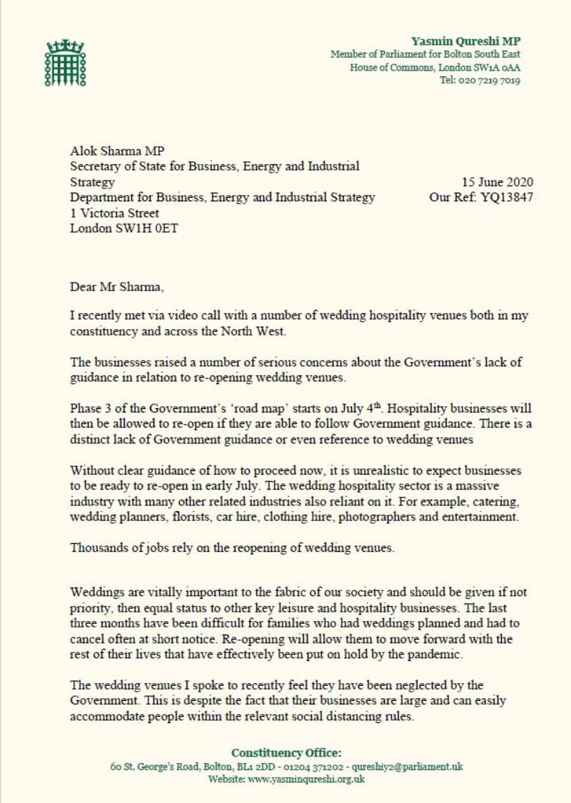 Letter to Alok Sharma page 1