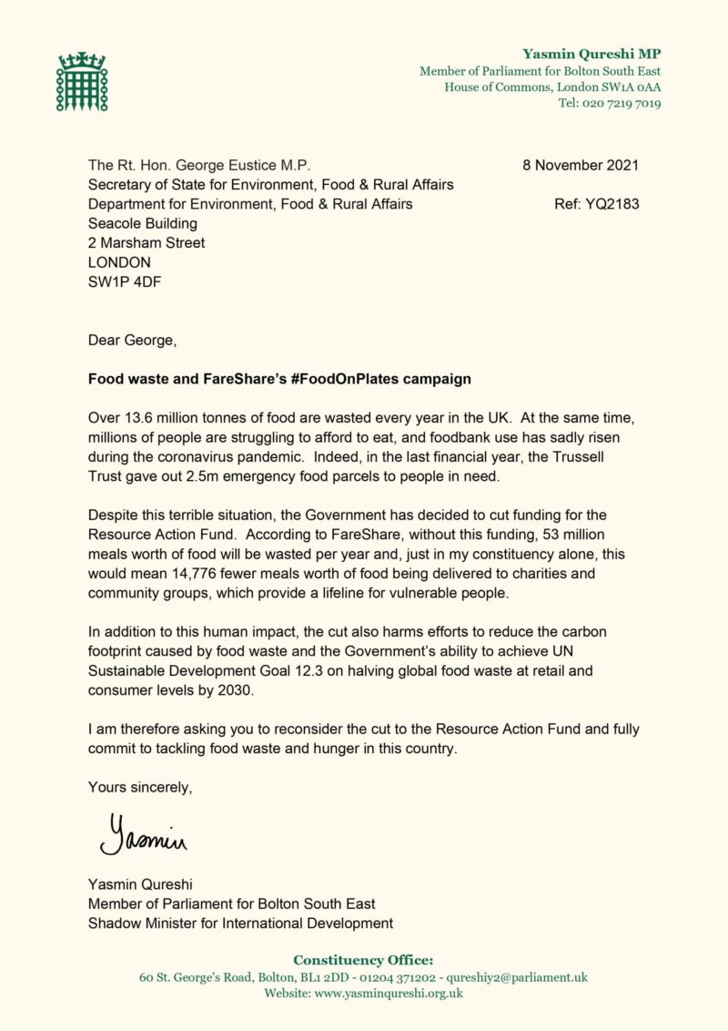 Letter to George Eustice.