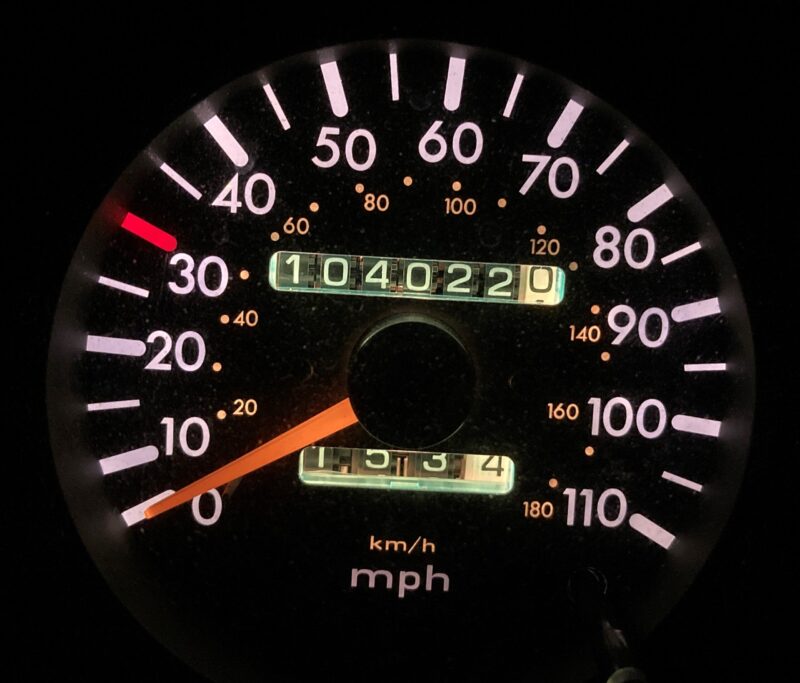 A photograph of an odometer