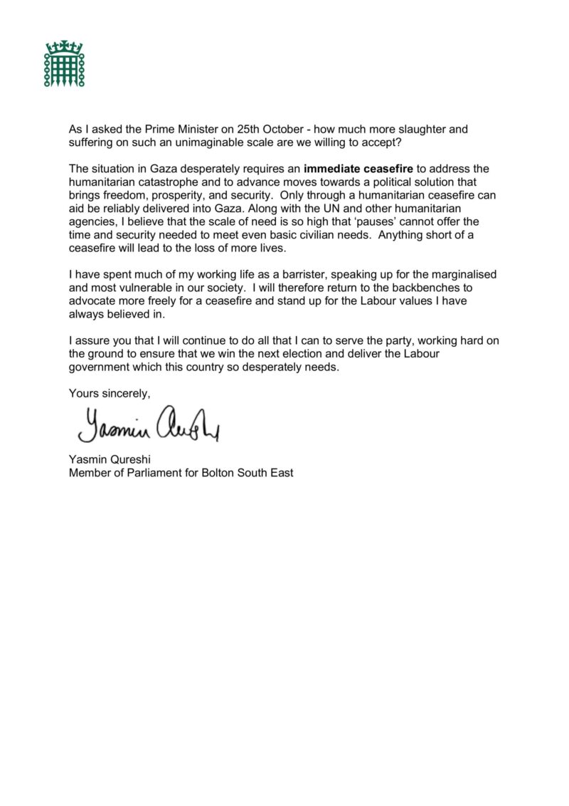 Images shows the second page of my resignation letter to Sir Keir Starmer