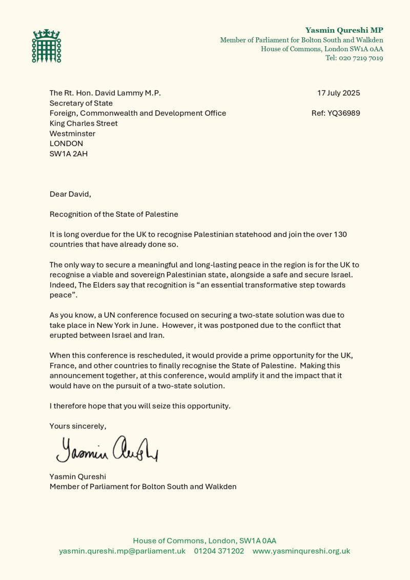 My letter to David Lammy.